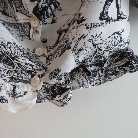 DAKOTA JINX Claudinha Ruffle Blouse in Black Toile Jolie Romantic - Size L - Picture 3 of 15